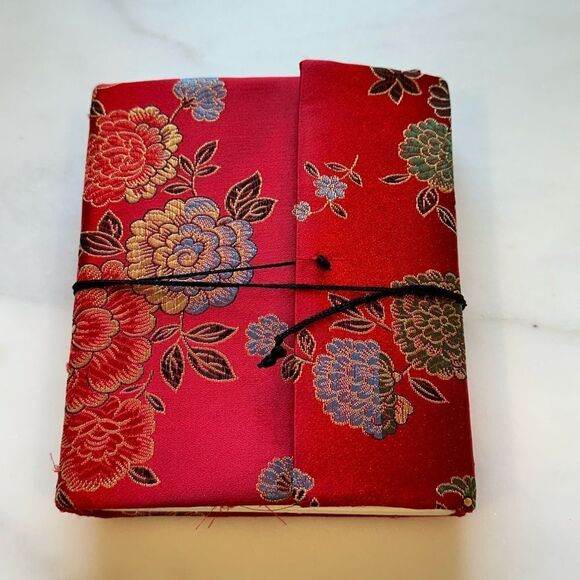 Red Floral Notepad Journal with Handmade Paper - Picture 1 of 9